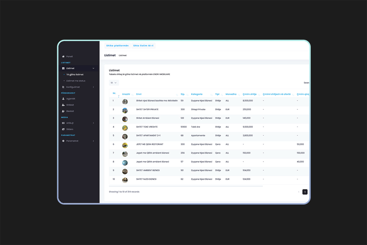 Program për real estate Saas